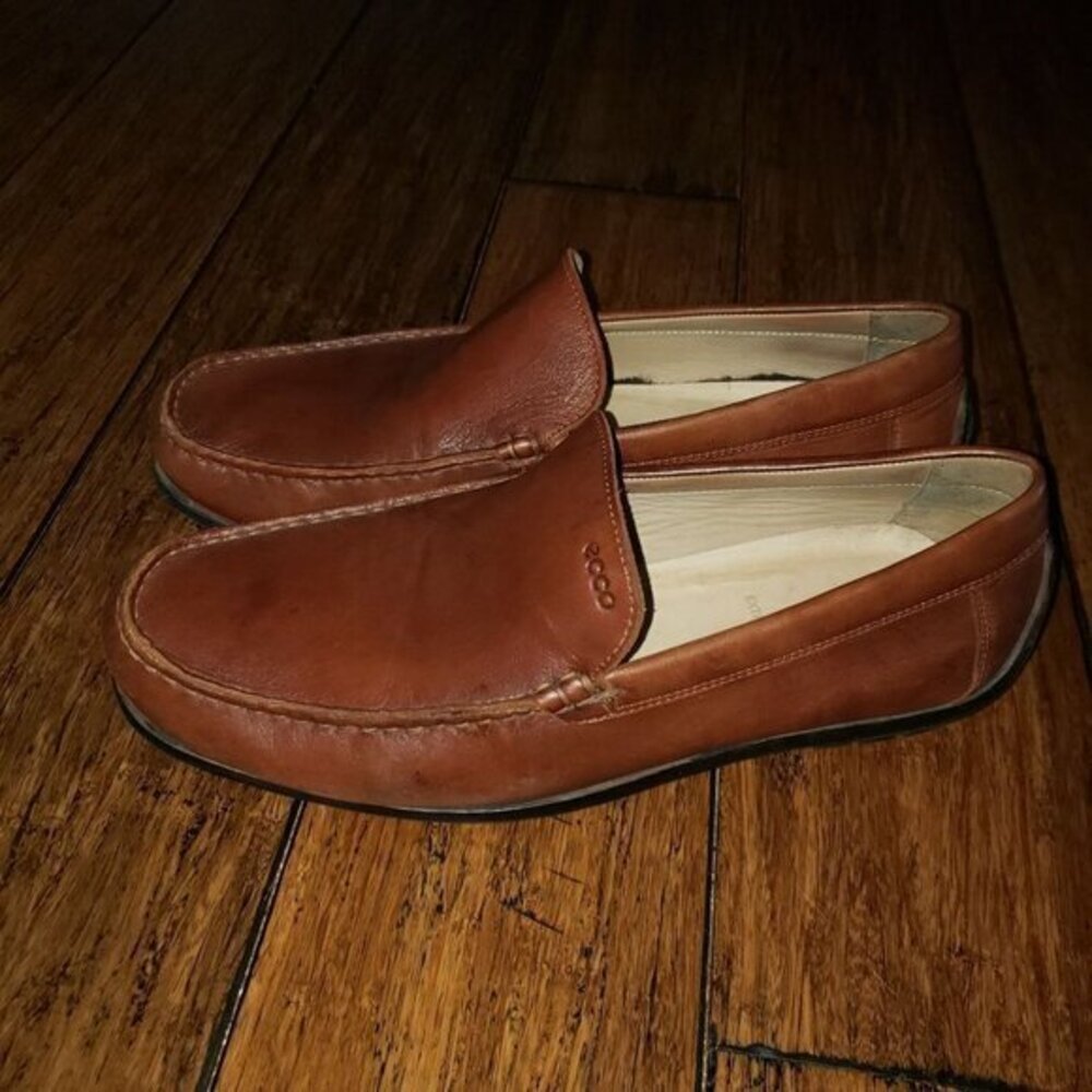 ecco Driving Shoes Loafer Slip-on Leather Mens Size 44 10-10.5 EXTRA WIDTH - Picture 14 of 15